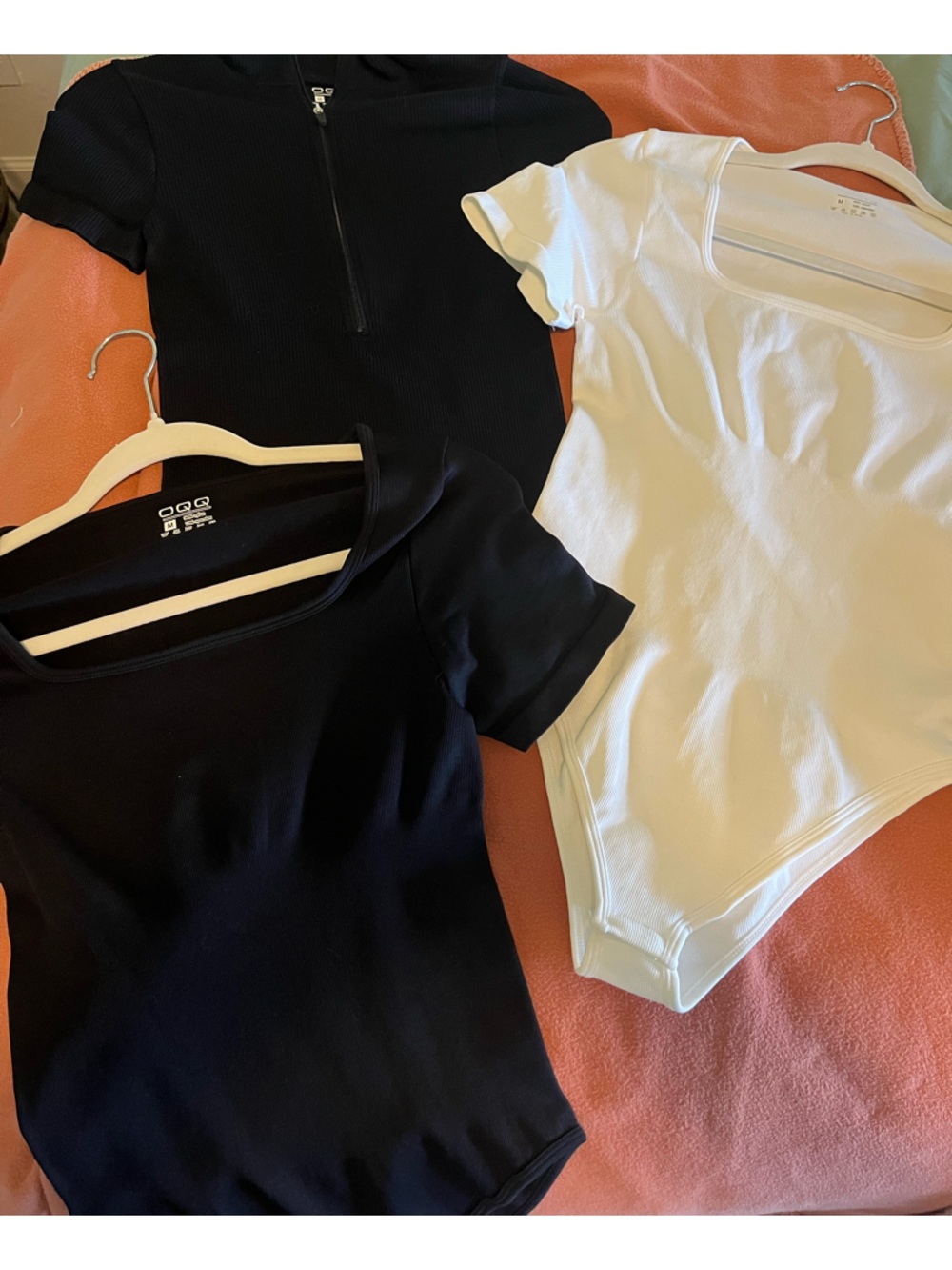 3-Pack OQQ Ribbed Short-Sleeve Bodysuits — Black & White